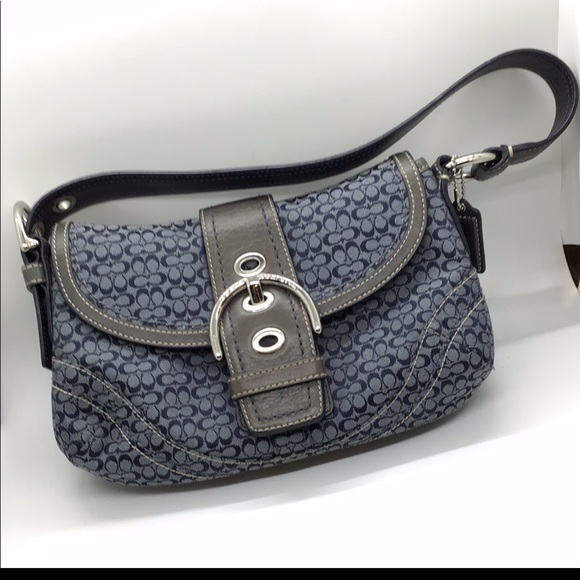 Vintage Navy Coach Shoulder Bag - Picture 2 of 2